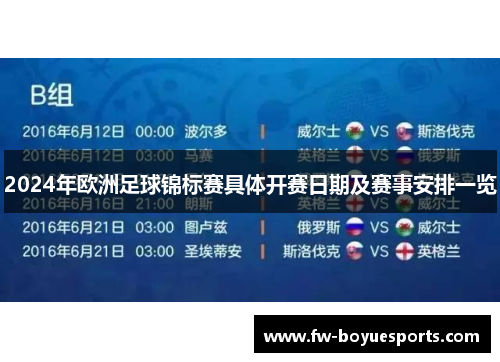 2024年欧洲足球锦标赛具体开赛日期及赛事安排一览