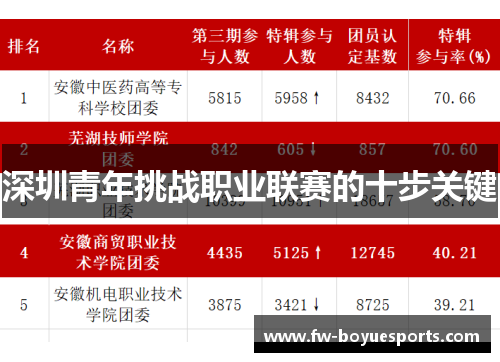 深圳青年挑战职业联赛的十步关键