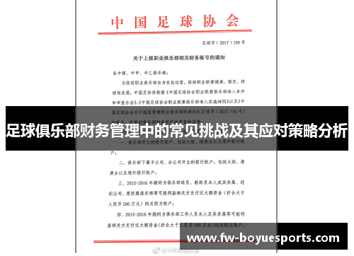 足球俱乐部财务管理中的常见挑战及其应对策略分析
